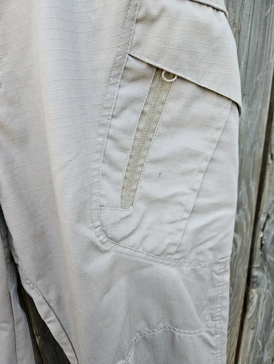 Men Beige Utility Cargo Pants - Neutral Workwear Style Size L - Picture 13 of 16